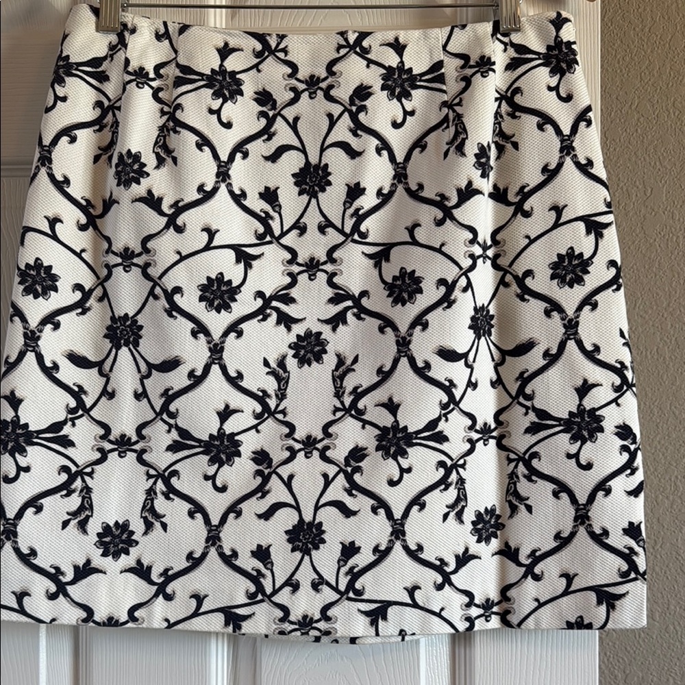 Talbots Elegant Black and White Floral Skirt